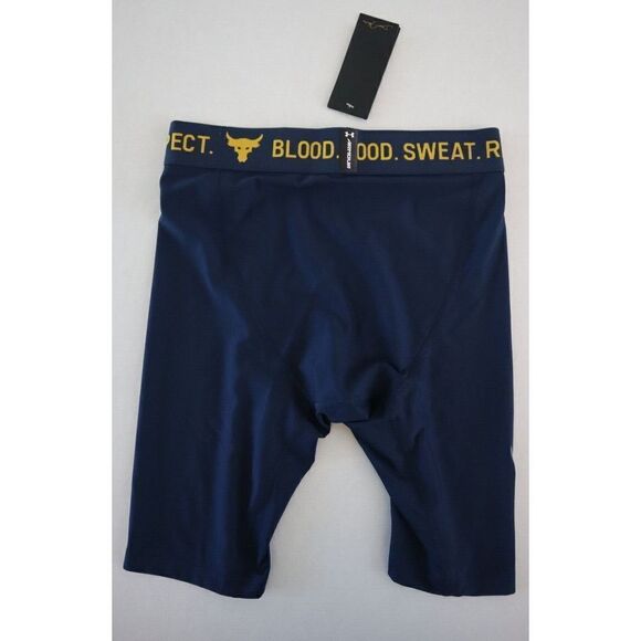 Under Armour 1353900 408 Mens Sz M Blue Project Rock HeatGear Compression Shorts - Picture 2 of 7